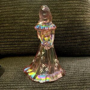 Fenton Iridized Petal Pink Doll Figurine Handpainted Mint! Christmas Gift 1994